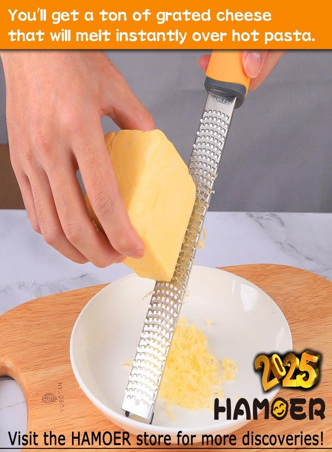 HAMOER Cheese Grater and Lemon Zester, Handheld for Grating Cheese Chocolate Citrus Peel Ginger Potatoes,two Kitchen and Bar tools - Image 4