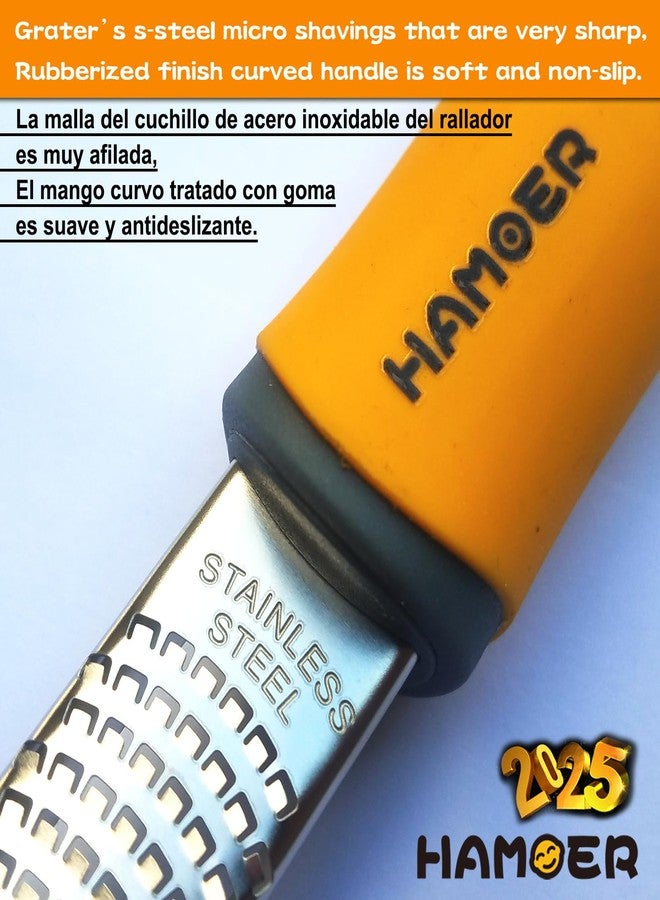HAMOER Cheese Grater and Lemon Zester, Handheld for Grating Cheese Chocolate Citrus Peel Ginger Potatoes,two Kitchen and Bar tools - Image 2