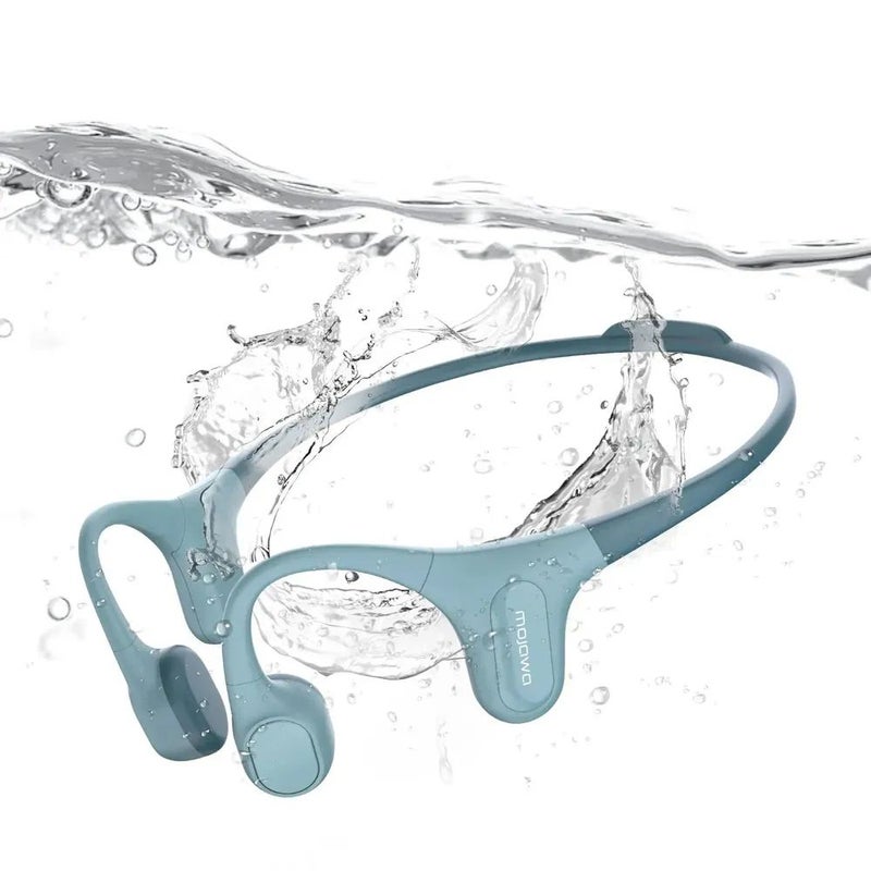 Mojawa Run Plus Bone Conduction Headphones, Ip68 Waterproof Swimming Earphones, Open-Ear Bluetooth with 32gb Mp3, Blue - Image 1