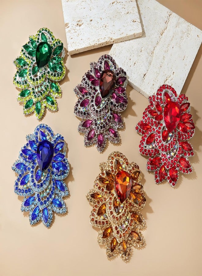 YOQUCOL Red Cubic Zirconia Big Brooch Pin for Women Badge Flower Lapel Large Pin Scarves Shawl Clip Clothes Decoration - Image 5