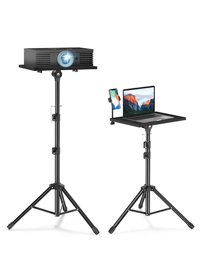 FlashHawk Adjustable Projector Stand Tripod,Laptop Tripod with Phone Holder,Adjustable Laptop Floor Stand for Home/Stage/Studio - Image 1