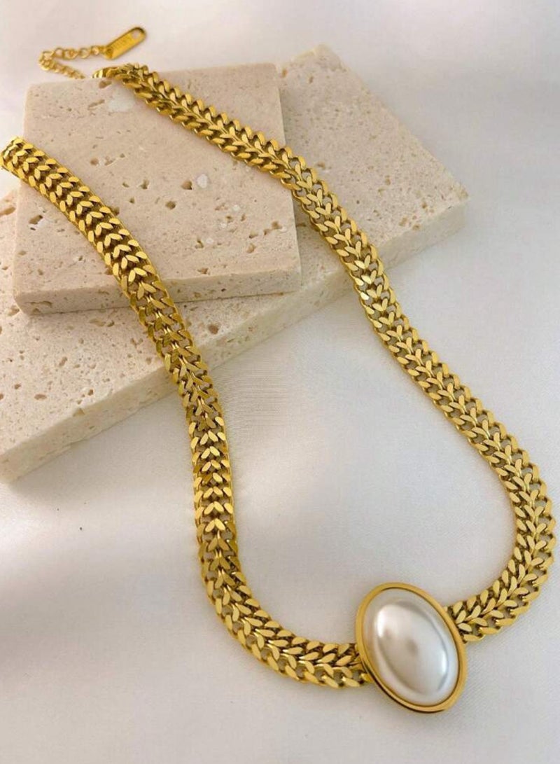 إليجانس طقم اكسسوارات نسائي فاخر من الاستانلس ستيل باللون الذهبي مكون من سلسال واسوارة وخاتم عالي الجودة - Image 3