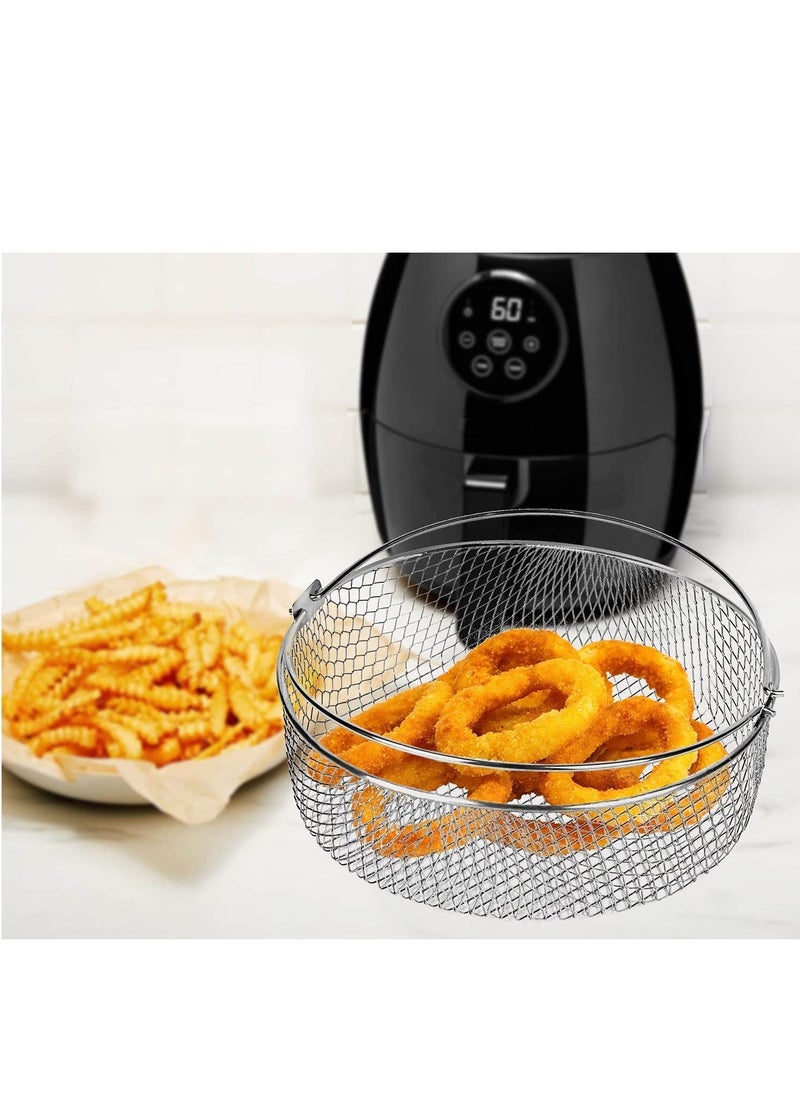 Generic - 1 PCS Air Fryer Basket Tray Wire Rack Roasting Basket With Handle Stainles Steel Replacement Steamer For Fryer Instant Pot Oven (Silver) - Image 1
