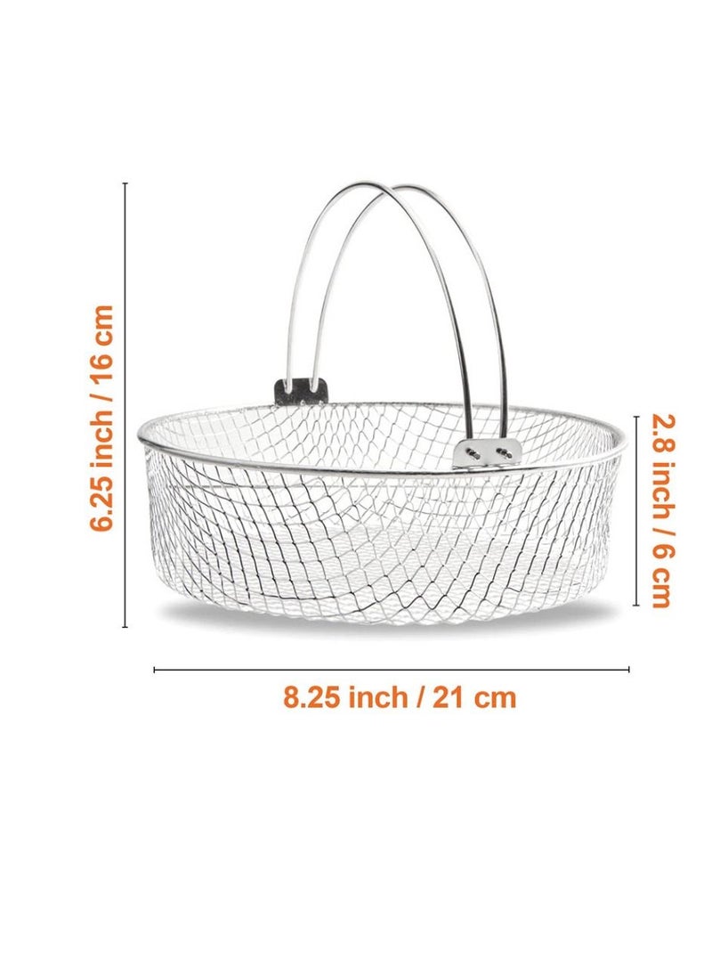 Generic - 1 PCS Air Fryer Basket Tray Wire Rack Roasting Basket With Handle Stainles Steel Replacement Steamer For Fryer Instant Pot Oven (Silver) - Image 1