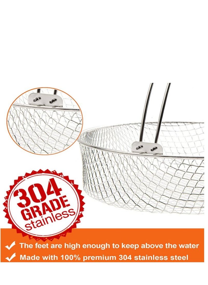 Generic - 1 PCS Air Fryer Basket Tray Wire Rack Roasting Basket With Handle Stainles Steel Replacement Steamer For Fryer Instant Pot Oven (Silver) - Image 1