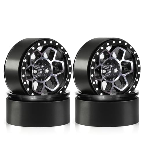 REDSPIDER 1.9 Beadlock Wheels（4pcs） Aluminum 1.9 Wheels 12mm Hex for 1/10 RC Crawler SCX10 Pro TRX4 TRX6 VS4-10 Gen8 1.9 Crawler Wheels (Black) - Image 1