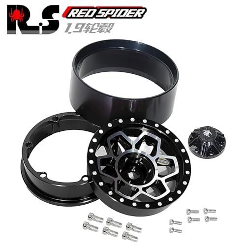 REDSPIDER 1.9 Beadlock Wheels（4pcs） Aluminum 1.9 Wheels 12mm Hex for 1/10 RC Crawler SCX10 Pro TRX4 TRX6 VS4-10 Gen8 1.9 Crawler Wheels (Black) - Image 3