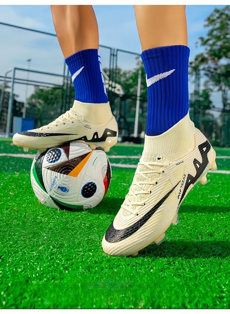 SKT Shiketro New Men's And Women's Football Shoes White And Black Long Spike Sports Shoes - Image 4