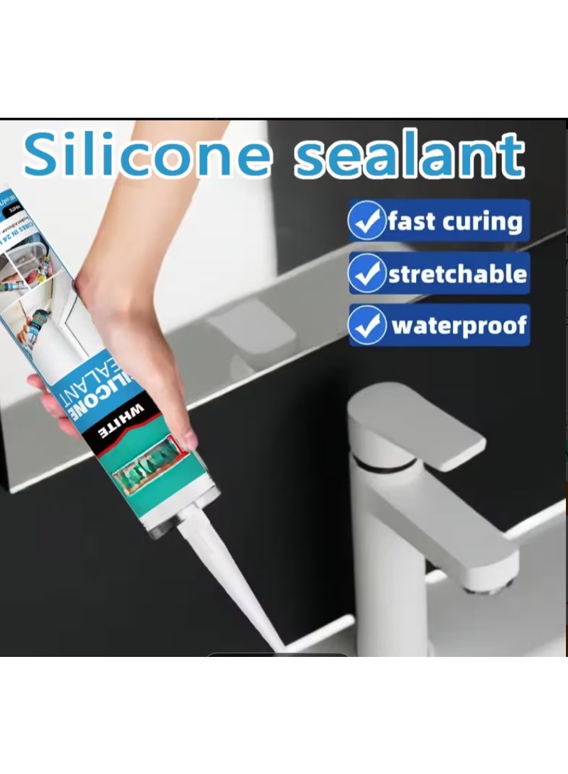 24pcs Silicone Sealant Carton – White – Waterproof, Anti-Mold, Fast Cure Sealant for Bathroom, Kitchen, Tiles, Windows, Gaps & Construction Use – Long-Lasting Professional Adhesive - Image 1
