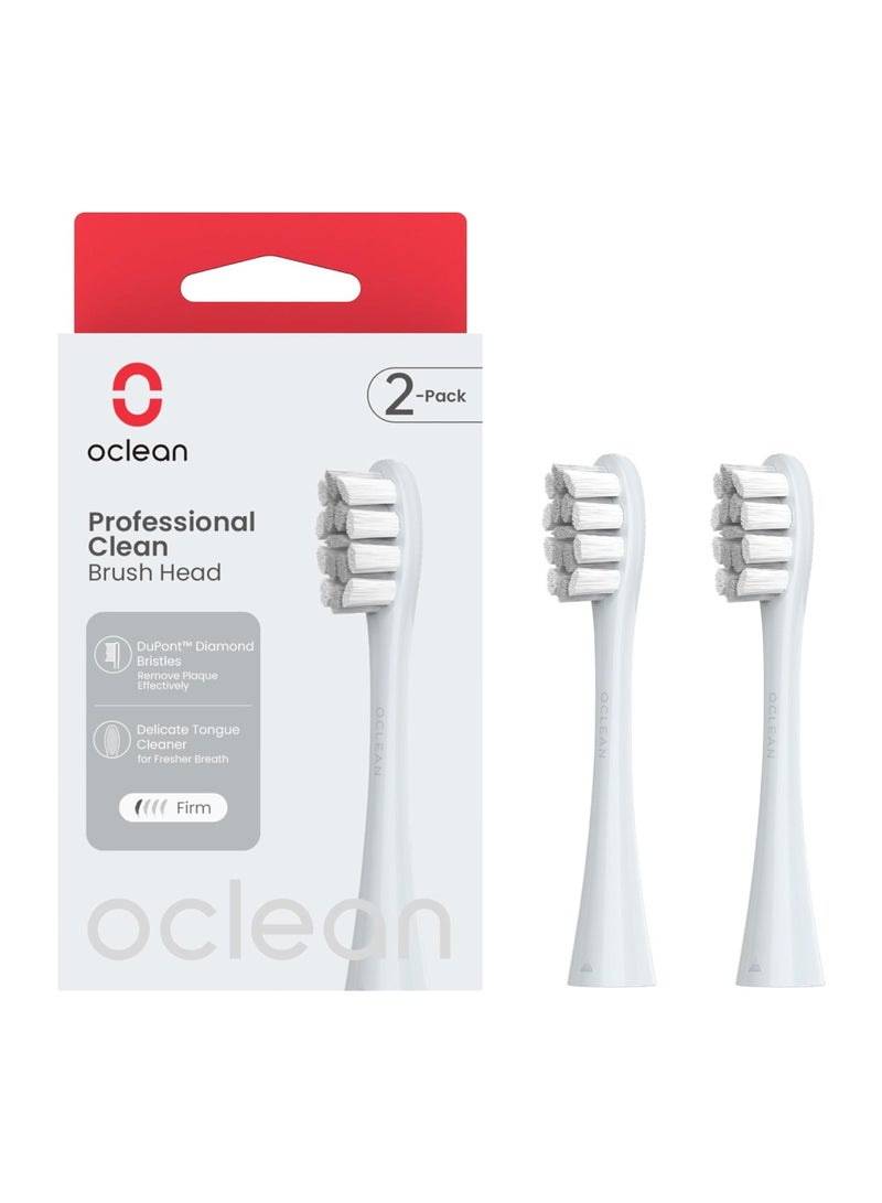 Oclean P1c9 Professional Clean Brush Head — Silver — Deep Plaque Removal – Contour - Fit W - Profile Bristles – 2 - Pack - Image 1