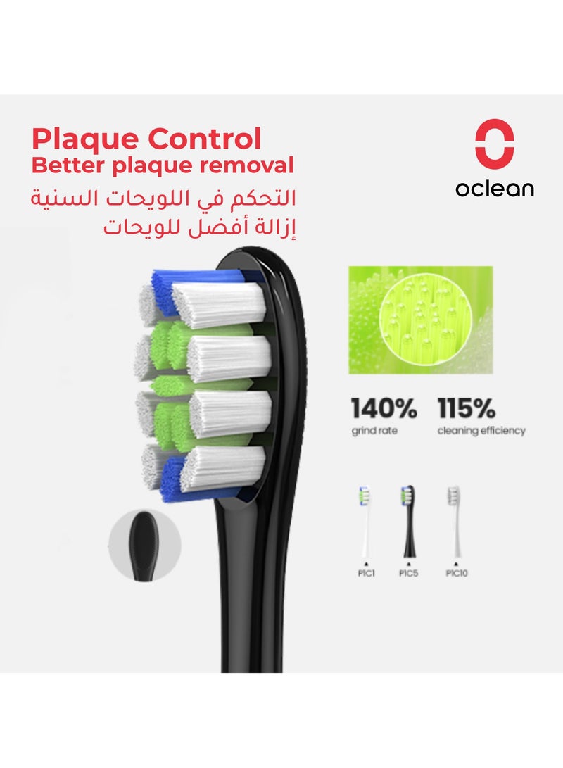 Oclean P1c9 Professional Clean Brush Head — Silver — Deep Plaque Removal – Contour - Fit W - Profile Bristles – 2 - Pack - Image 3