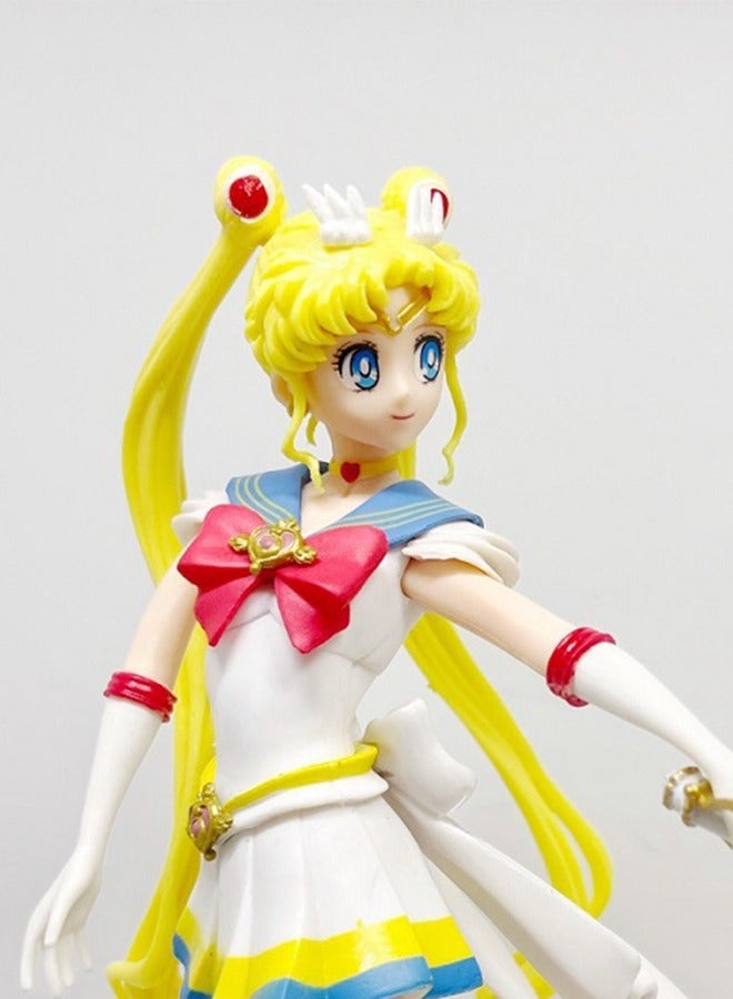 HALAMODO Sailor Moon Sailor Moon Figurine - Usagi Tsukino Transforming with the Magical Stick of the Enchanting , a Perfect Desktop Decoration and Gift 23 cm - Image 1