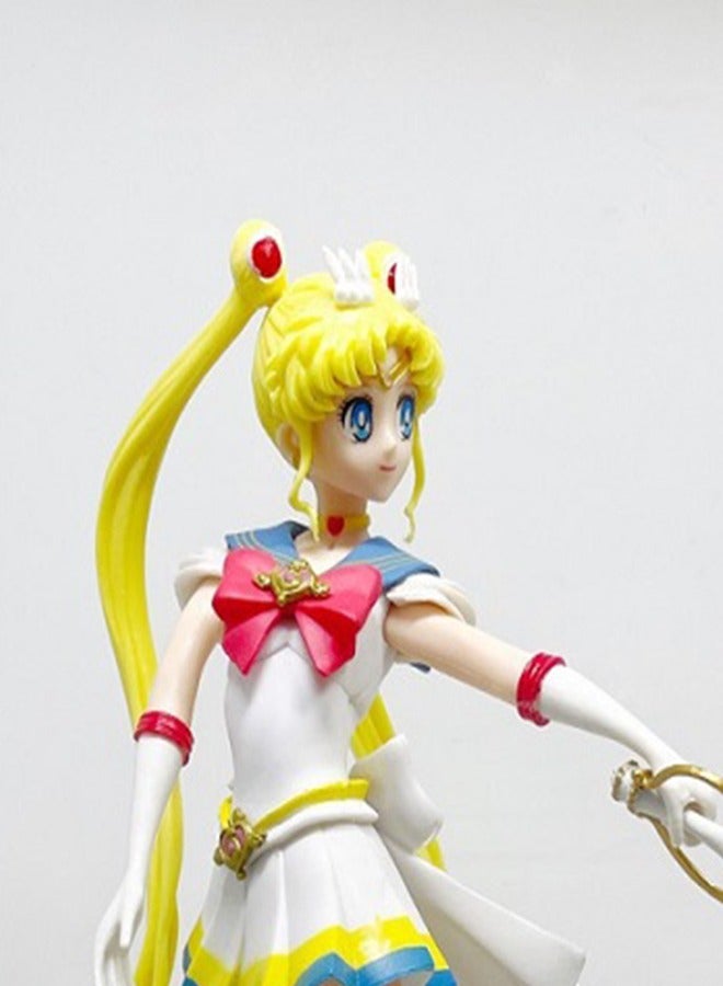 HALAMODO Sailor Moon Sailor Moon Figurine - Usagi Tsukino Transforming with the Magical Stick of the Enchanting , a Perfect Desktop Decoration and Gift 23 cm - Image 2