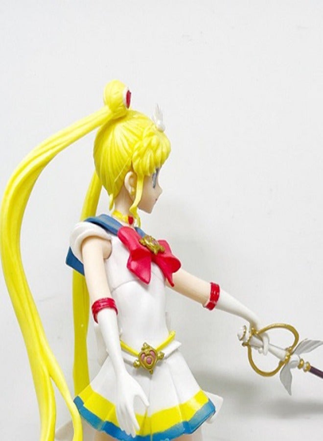 HALAMODO Sailor Moon Sailor Moon Figurine - Usagi Tsukino Transforming with the Magical Stick of the Enchanting , a Perfect Desktop Decoration and Gift 23 cm - Image 3