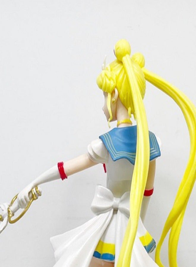 HALAMODO Sailor Moon Sailor Moon Figurine - Usagi Tsukino Transforming with the Magical Stick of the Enchanting , a Perfect Desktop Decoration and Gift 23 cm - Image 4