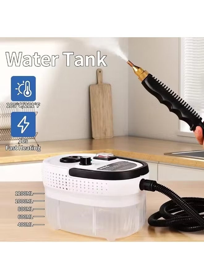 ELTRAZONE 2500W Handheld High Pressure Steam Cleaner with 3 Brush Heads, Portable Multipurpose Steam Cleaning Machine for Home Kitchen Bathroom Sofa Mattress Car Interior Grout Tile Grease Deep Cleaning Tool - Image 3