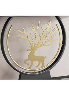 Raffine Modern Circular Shape Design with Gold Metal Deer Decor Rustproof Rock Slab Tabletop Contemporary Console Table Metal Base Entryway Table Display Table Against the Wall Porch Table Pedestal for Foyer Living Room Home Offices 100x30x80 cm  - Image 3