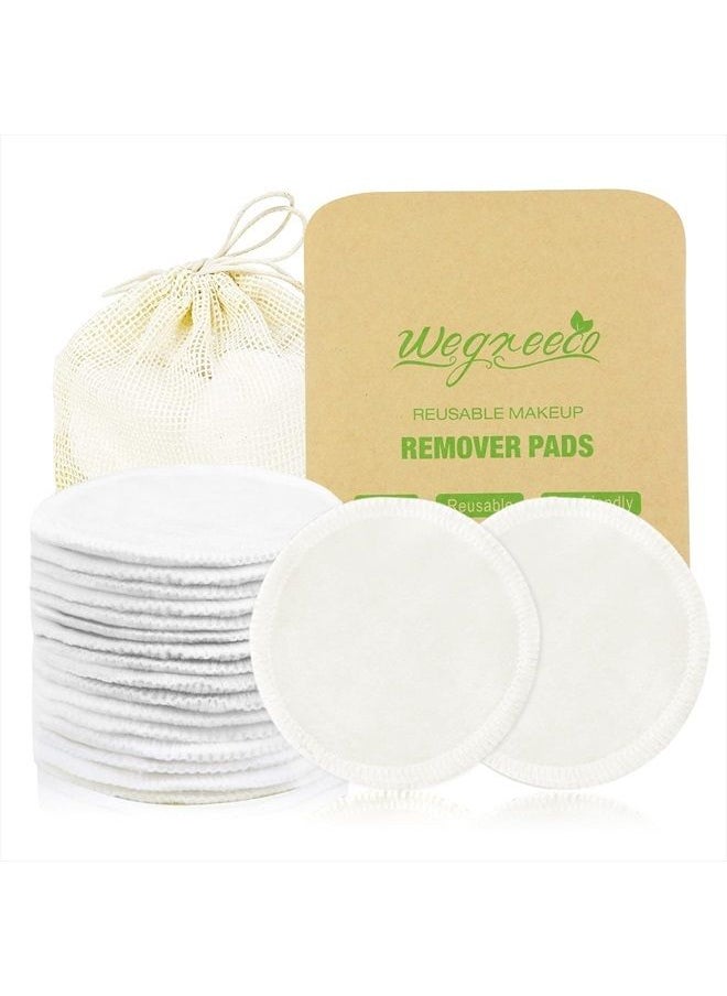 Wegreeco - Cotton Rounds Reusable - Reusable Bamboo Makeup Remover Pads - Bamboo Cotton Cloth for Removing Makeup - Reusable Facial Pads Cotton Rounds (Cotton Velour, White) - Image 1