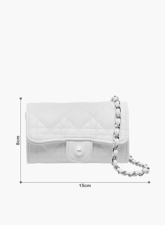 Little Missy WHITE Quilted Crossbody Bag with Chain Strap Ramadan Collection for Women | Best Price UAE