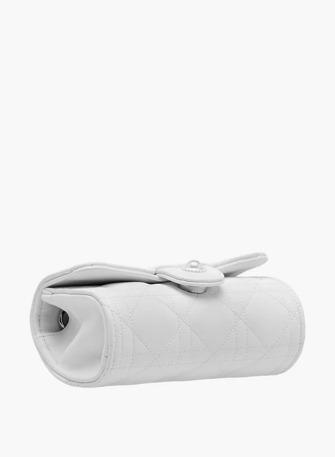 Little Missy WHITE Quilted Crossbody Bag with Chain Strap Ramadan Collection for Women | Best Price UAE