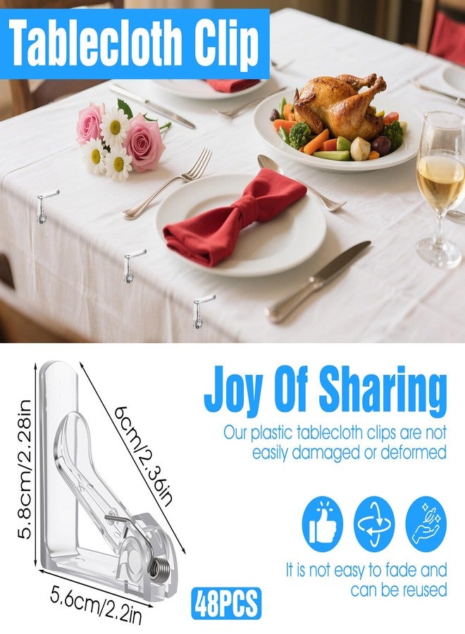 PercyEffie 48pcs Tablecloth Clips Table Cloth Clips Picnic Clear Plastic Clip-Clamp Holder Table Tablecloth Clip Bulk for Outdoor,Wedding Picnic Tables Camping tablecloths Party Essentials - Image 3