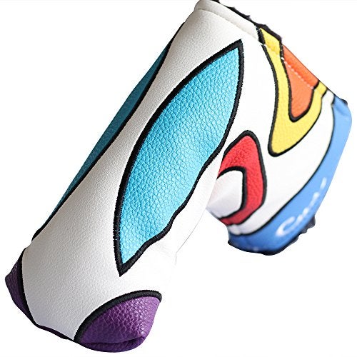 Majek Golf Retro Putter Blade Style Headcover. Limited Edition Vintage Leather Style, Psychedelic Colorful Groovy Custom Design - Image 2