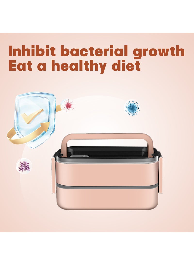 TOMSHOO Bento Box, Stainless Steel Double Layer Lunch Box, Leakproof Lunchbox, Food Storage Box, Stainless Steel Lunch Box, Leakproof Bento Box, with Dividers for Adults Kids Men Women Teens (Pink) - Image 4