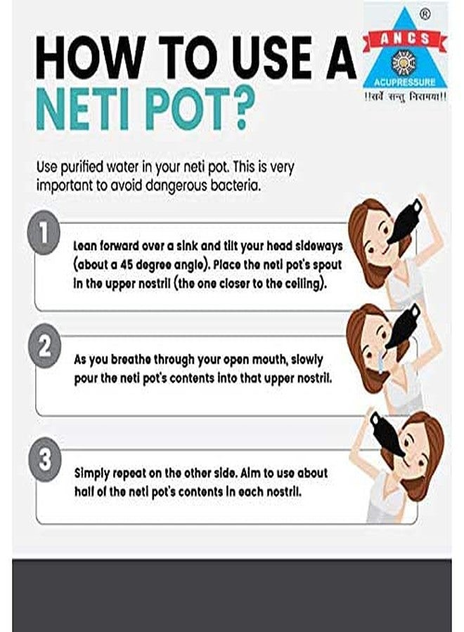 ANCS Durable Plastic Jal Neti Pot For Sinus, Nose Wash System With Waterpulse - Nose Cleaner With Sinus Nasal Pressure - Doctor Suggestion Product - Sinus Rinse For Adults Children Nose Care. - Image 5
