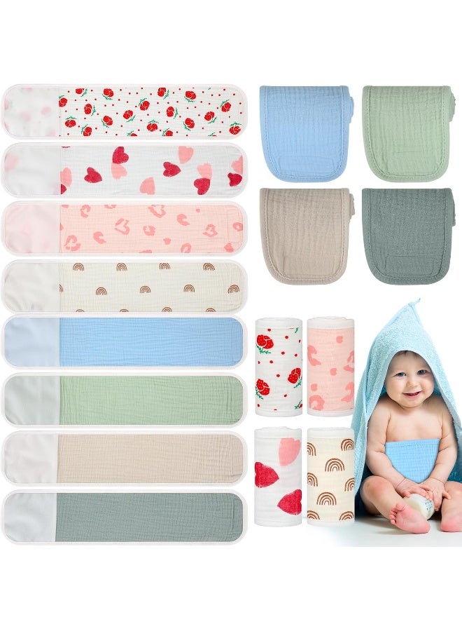 Vabean Vabean 8 Pcs Muslin Adjustable Baby Infant Umbilical Cord Comfort Cotton Belly Band with 4 Colors and 4 Prints, Baby Umbilical Belt for Protection Abdomen Baby Infant Newborn Gifts 0 To12 Months - Image 1