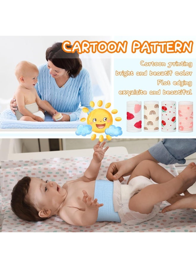 Vabean Vabean 8 Pcs Muslin Adjustable Baby Infant Umbilical Cord Comfort Cotton Belly Band with 4 Colors and 4 Prints, Baby Umbilical Belt for Protection Abdomen Baby Infant Newborn Gifts 0 To12 Months - Image 3
