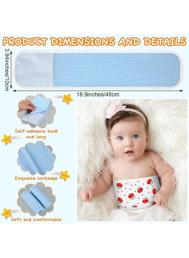 Vabean Vabean 8 Pcs Muslin Adjustable Baby Infant Umbilical Cord Comfort Cotton Belly Band with 4 Colors and 4 Prints, Baby Umbilical Belt for Protection Abdomen Baby Infant Newborn Gifts 0 To12 Months - Image 2