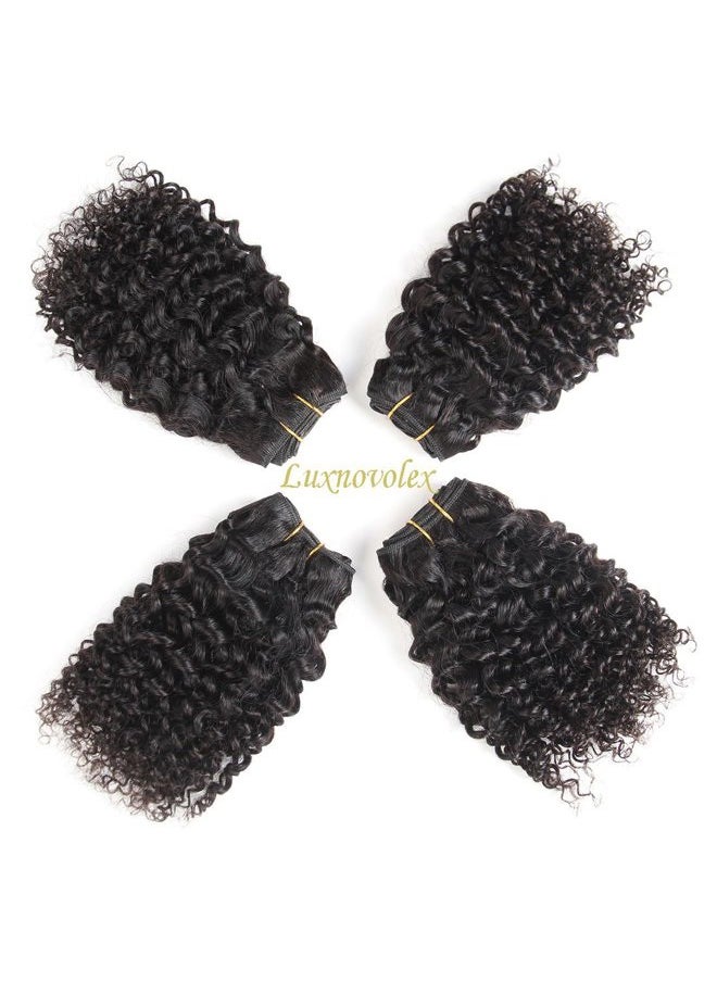 luxnovolex Brazilian Curly Bundles Human Hair Kinky Curly 4 Bundle Short Virgin Human Hair Deals 50g/Bundle Unprocessed Remy Jerry Curly Brazilian Hair Bunldes Human Hair Weave  - Image 5