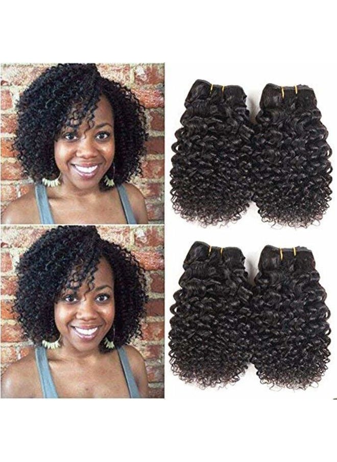luxnovolex Brazilian Curly Bundles Human Hair Kinky Curly 4 Bundle Short Virgin Human Hair Deals 50g/Bundle Unprocessed Remy Jerry Curly Brazilian Hair Bunldes Human Hair Weave  - Image 1