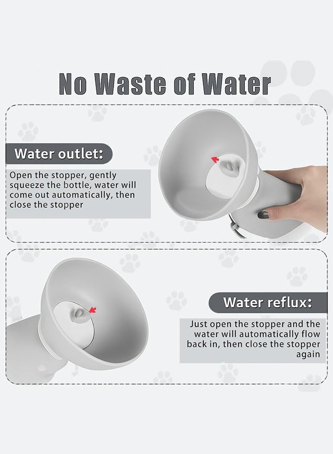 زجاجة ماء محمولة للكلاب مع حجرة طعام بسعة 600 مل – موزع ماء للسفر للحيوانات الأليفة مزود بوعاء قابل للطي وحاوية طعام بسعة 270 مل – مثالية للمشي، والتنزه، والمغامرات الخارجية. - Image 5