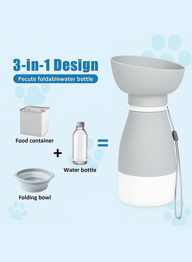 زجاجة ماء محمولة للكلاب مع حجرة طعام بسعة 600 مل – موزع ماء للسفر للحيوانات الأليفة مزود بوعاء قابل للطي وحاوية طعام بسعة 270 مل – مثالية للمشي، والتنزه، والمغامرات الخارجية. - Image 4