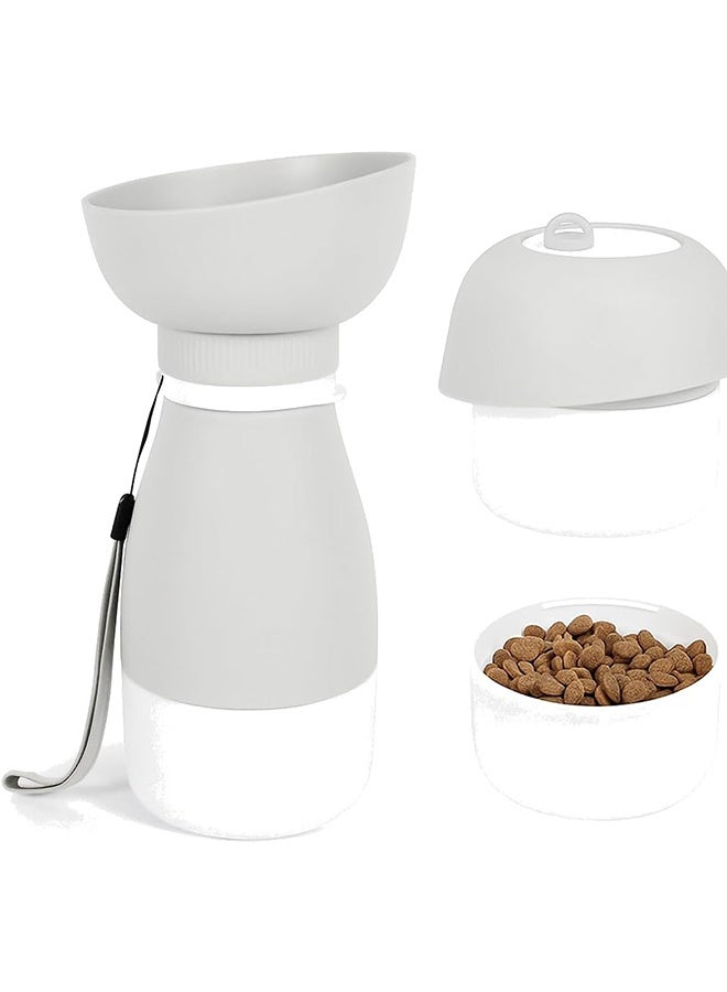 زجاجة ماء محمولة للكلاب مع حجرة طعام بسعة 600 مل – موزع ماء للسفر للحيوانات الأليفة مزود بوعاء قابل للطي وحاوية طعام بسعة 270 مل – مثالية للمشي، والتنزه، والمغامرات الخارجية. - Image 1