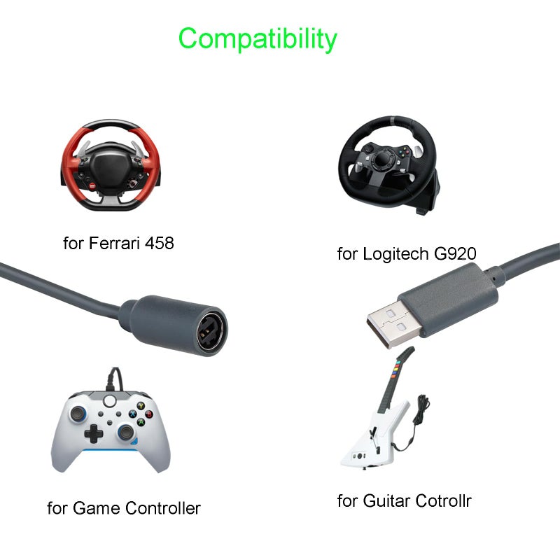PDEEY USB Breakaway Cable Replacement for Logitech G920, Ferrari 458 Spider Racing Wheel Driving Force - Image 2