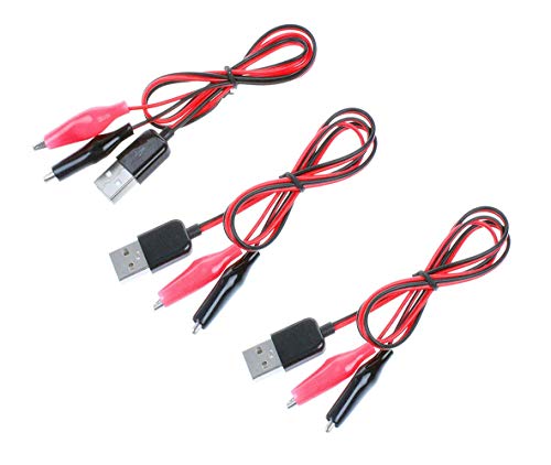Lheng 3Pcs Alligator Clip to USB Male Test Wire Adapter Red Black Wire Alligator Clip Test Cable 60cm/ 1.96 ft - Image 1