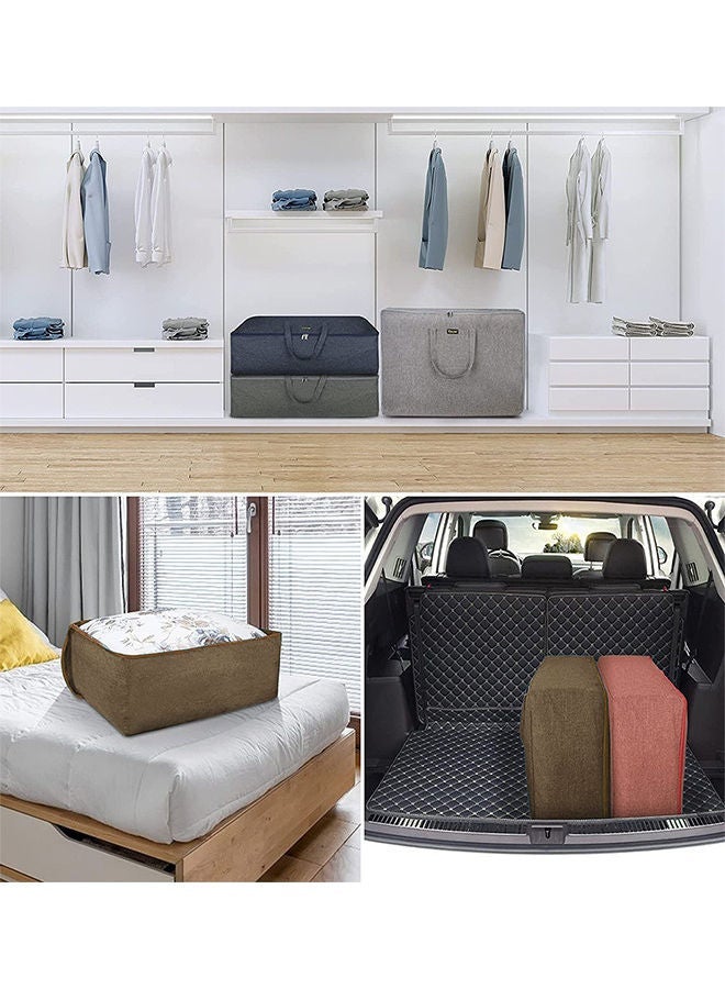 Practical Pack of 2 Large Blanket Clothes Storage Bag Brown 60x45x26cm for Blanket and Clothing Storage Enhance Your Home Storage Efficiency - Image 5