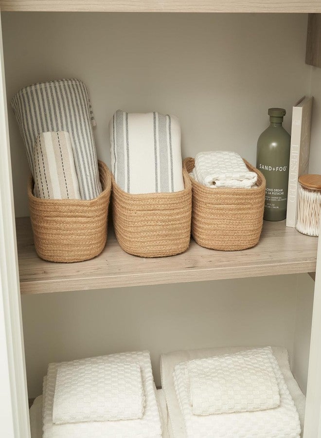 Leazzote Storage Baskets, 3 Pack Woven Natural Cotton Rope Bins for Organizing Shelves, Closet, Baby Nursery Makeup Bins Kids Pets Toy Small Size-S,M,L (X-17) - Image 5