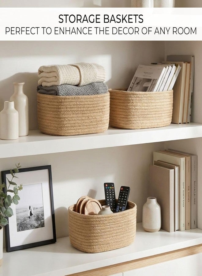 Leazzote Storage Baskets, 3 Pack Woven Natural Cotton Rope Bins for Organizing Shelves, Closet, Baby Nursery Makeup Bins Kids Pets Toy Small Size-S,M,L (X-17) - Image 3