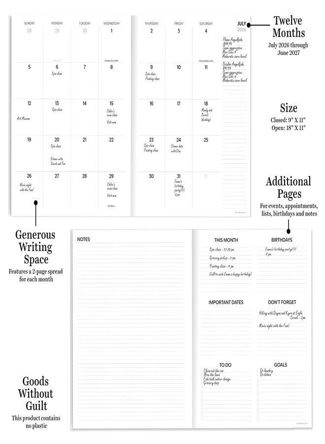 TF Publishing July 2026 - June 2027 Exotic Palms Large Monthly Planner with Thick Paper - 12 Month Academic Planner 2026-2027 with 2-Page Spreads, Large Calendar Grids and Prompts - 9in x 11in - Image 5