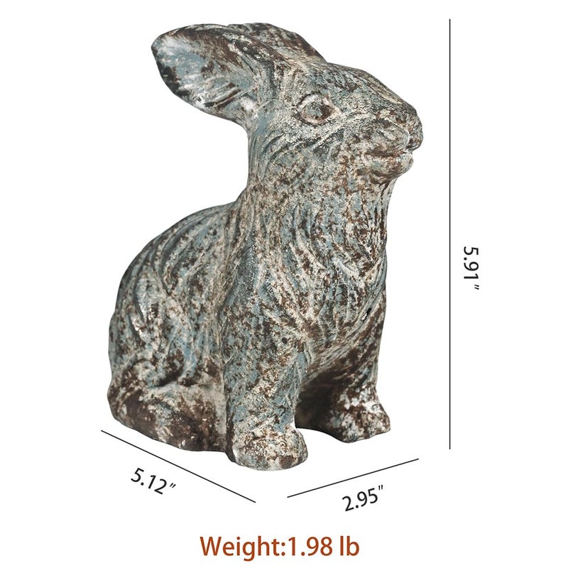 All Chic Bunny Decor Garden Statue Cement Rabbit Statue for Home Garden Indoor Outdoor Statues for Yard,Front Yard Decor,Easter Rabbit Figurinesï¼ˆBlueï¼‰ - Image 2
