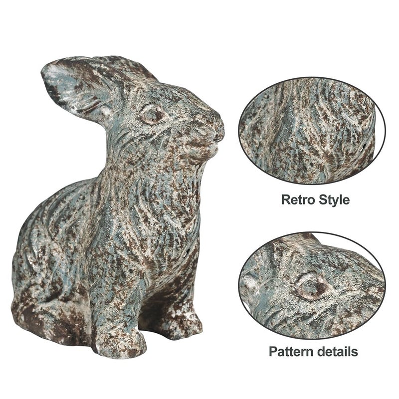 All Chic Bunny Decor Garden Statue Cement Rabbit Statue for Home Garden Indoor Outdoor Statues for Yard,Front Yard Decor,Easter Rabbit Figurinesï¼ˆBlueï¼‰ - Image 3