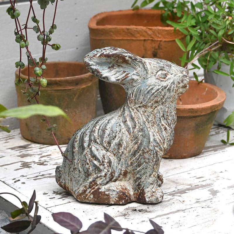 All Chic Bunny Decor Garden Statue Cement Rabbit Statue for Home Garden Indoor Outdoor Statues for Yard,Front Yard Decor,Easter Rabbit Figurinesï¼ˆBlueï¼‰ - Image 1