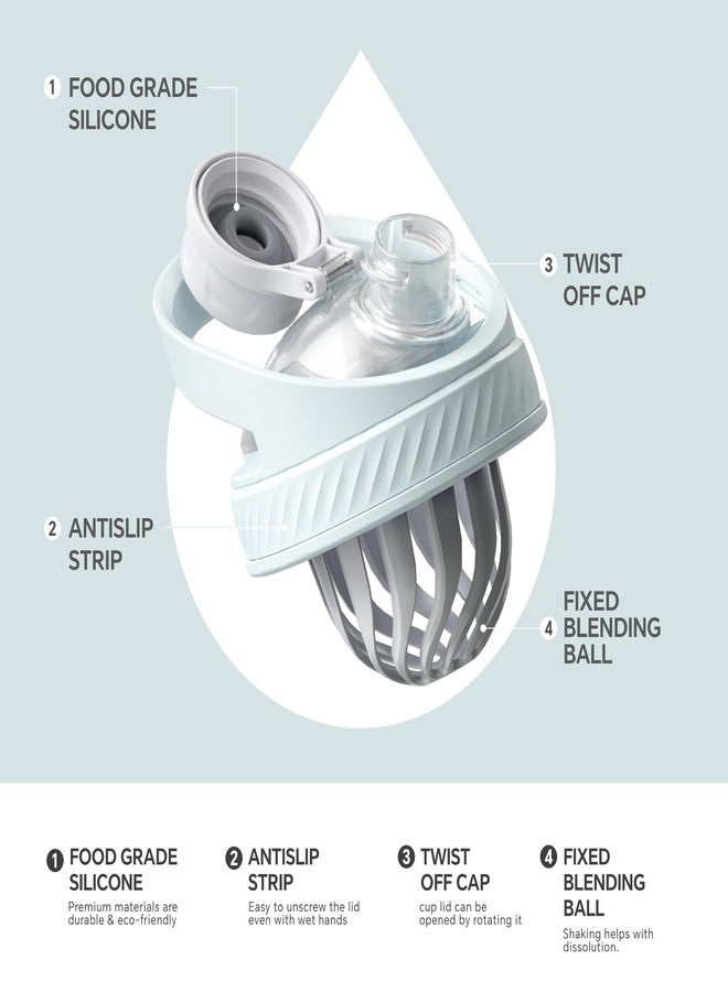 إيديوس زجاجة خلط البروتين من إيديوس، مثالية لمشروبات البروتين ومكملات ما قبل التمرين. زجاجة خلط بروتين معزولة من الفولاذ المقاوم للصدأ، مانعة للتسرب، سعة 710 مل (24 أونصة)، لون أبيض. - Image 5