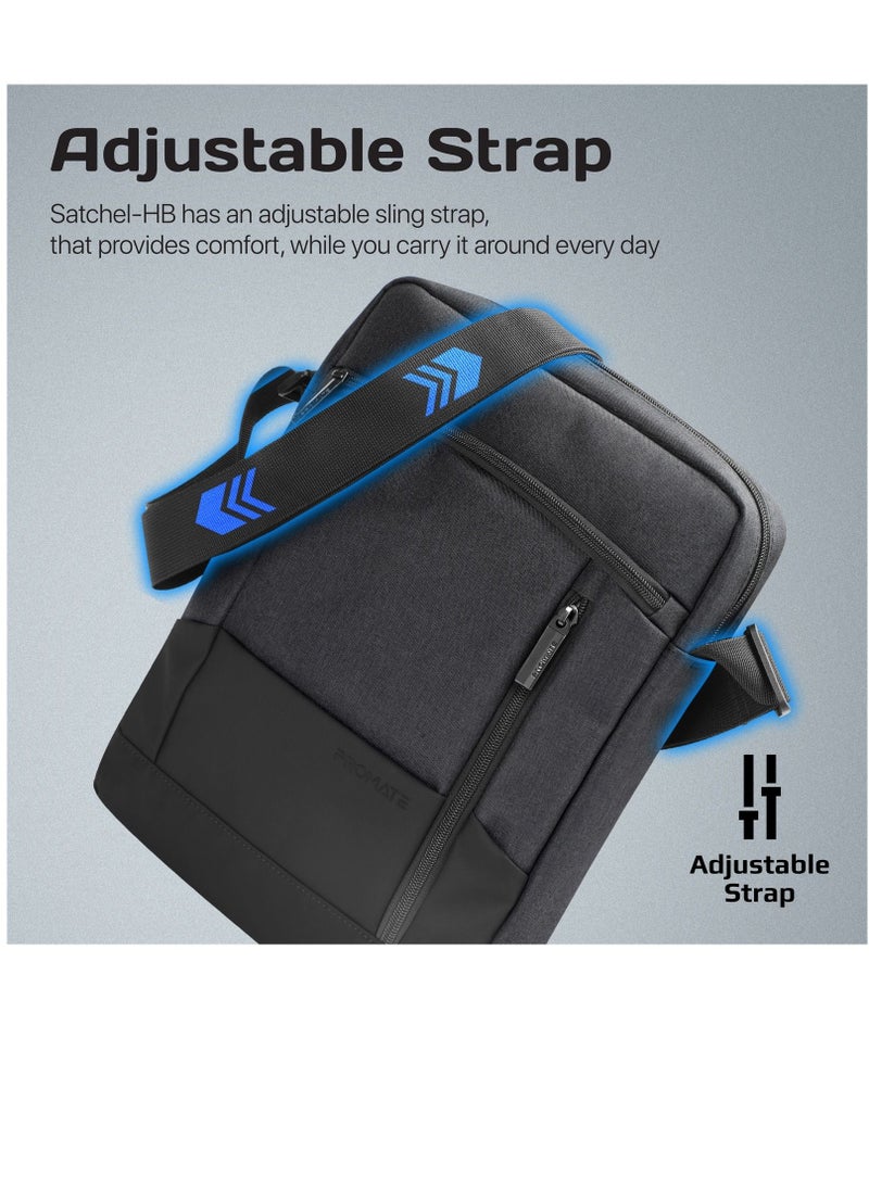 PROMATE - Promate Hand Bag, Premium Lightweight Shoulder Bag with Accessible Front Pocket, Water-Resistance, Compatible with 13-inch Tablets, Laptops, Satchel-HB.Black - Image 1