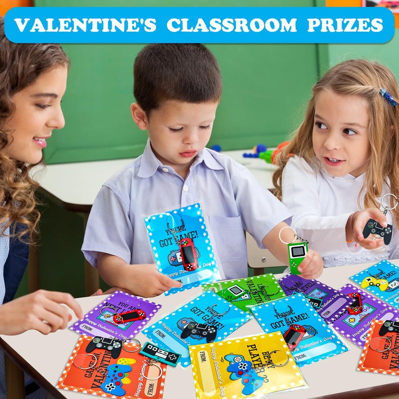 Leetous Valentines Day Cards Gifts for Kids School,20 Pack Video Game Keychain W/ Classroom Exchange Cards for Boys Girls,Valentine Non Candy Treats Goodie Bag Stuffers Party Favors Prizes for Toddlers - Image 5