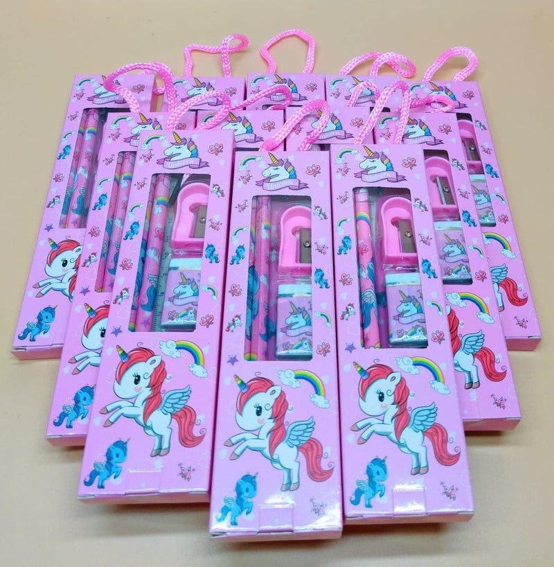 Tera13 TERA 13 Return Gifts, Stationary Set for Girls (10 Pcs) Unicorn Stationary Kit Set, School Stationary Items, Pencil Eraser Sharpener Scale Set for Girls, Kanjak Gifts, Birthday Gifts for Kids - Image 1