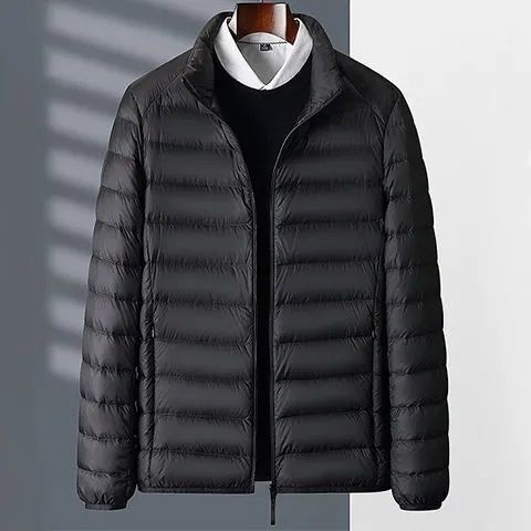 Light silk cotton cotton coat mens 2022 autumn and winter new plus size stand collar hooded short cotton-padded jacket coat F88 black stand collar